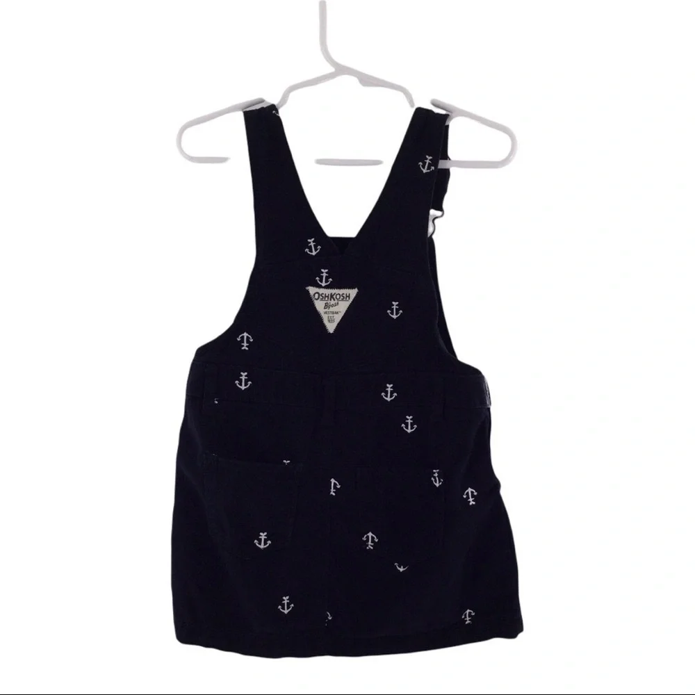 #017 Oshkosh Anchors Away Girl’s Blue and‎ White Overall Dress